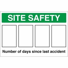 Site safety number of days since last accident tracking sign