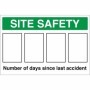 Site safety number of days since last accident tracking sign