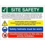 Site safety sign with PPE requirements and unauthorised entry strictly forbidden message