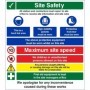 Site safety hard hat area multi message board with PPE and site rules