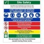 Site safety hard hats must be worn sign with PPE symbols and safety rules
