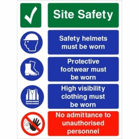 Site safety helmets must be worn multi-message safety sign