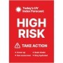  Stay Sun Safe On Site sign showing high UV risk with sun safety actions.