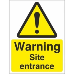 Warning Site Entrance safety sign with hazard symbol and text