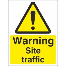 Warning Site Traffic safety sign with hazard symbol and text