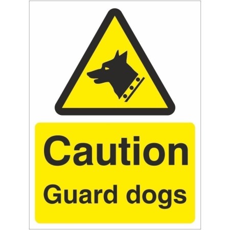 Caution Guard Dogs warning sign with dog symbol