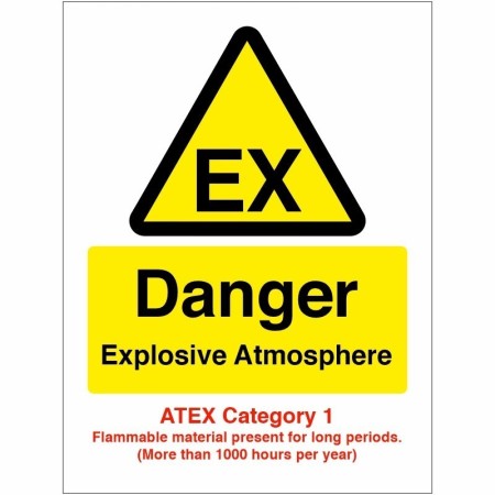 Danger explosive atmosphere EX ATEX Category 1 safety sign