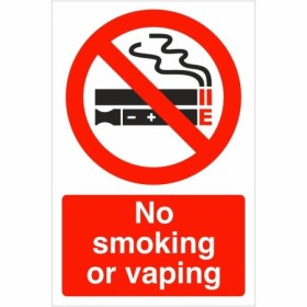 No Smoking Or Vaping Sign with red prohibition symbol