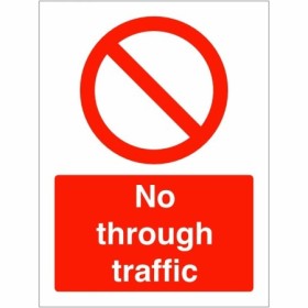 No Through Traffic prohibition sign with red symbol and text