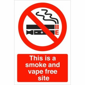 This is a smoke and vape free site prohibition sign with no smoking and no vaping symbol