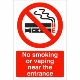 No smoking or vaping near the entrance prohibition sign with symbol