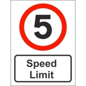 5MPH speed limit sign with red circular border and speed limit text panel