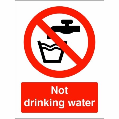 Not drinking water prohibition sign with tap and cup symbol crossed out