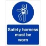 Safety harness must be worn mandatory safety sign with symbol