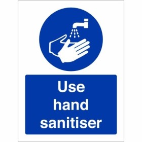 Use Hand Sanitiser mandatory hygiene safety sign with hand washing symbol