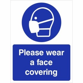 Please wear a face covering mandatory style safety sign with symbol