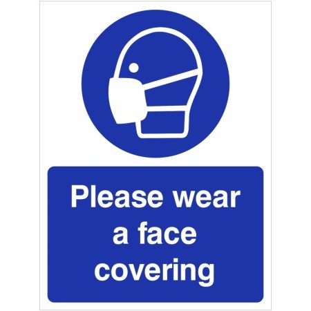 Please wear a face covering mandatory style safety sign with symbol