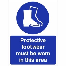 Protective footwear must be worn in this area mandatory safety sign