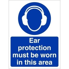 Ear protection must be worn in this area mandatory safety sign