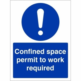 Confined space permit to work required mandatory safety sign