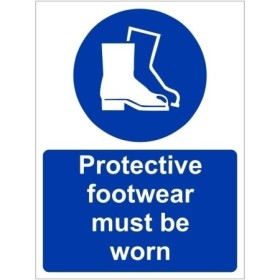 Protective footwear must be worn mandatory safety sign with boot symbol