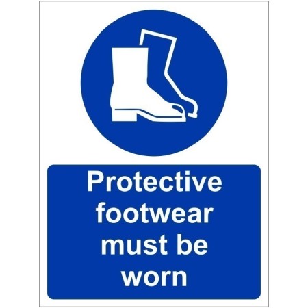 Protective footwear must be worn mandatory safety sign with boot symbol