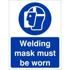 Welding mask must be worn mandatory safety sign with face protection symbol