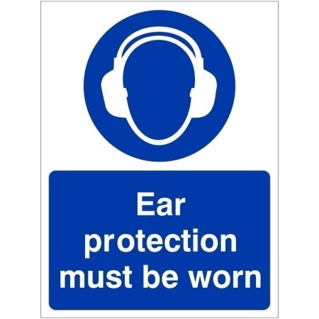 Ear protection must be worn mandatory safety sign with hearing protection symbol