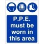 PPE must be worn in this area safety sign with helmet