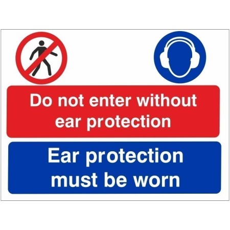 Do not enter without ear protection multi purpose safety sign with mandatory PPE symbol