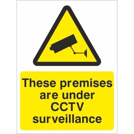 These premises are under CCTV surveillance warning sign with camera symbol