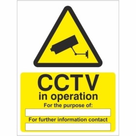 CCTV in operation for the purpose of warning sign with camera symbol
