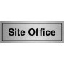  Brushed aluminium Site Office sign with clean black text and slim border
