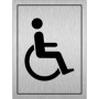  Disabled Symbol Toilet Sign in brushed aluminium featuring a bold black wheelchair icon for accessible restrooms