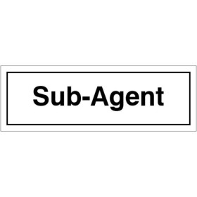 Sub-Agent door sign with bold black text on white background