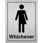  Gender neutral toilet sign in brushed aluminium with human figure and bold text