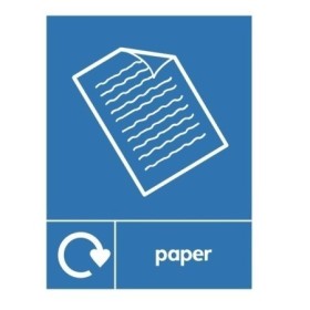 Paper recycling sign with paper symbol and recycling icon