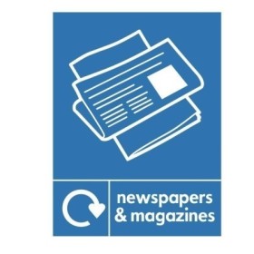 Newspapers and magazines recycling sign with paper stack icon