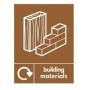 Building materials recycling sign with symbol for construction waste
