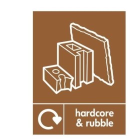 Hardcore and rubble recycling sign with construction waste icon