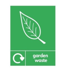 Garden waste recycling sign with leaf symbol