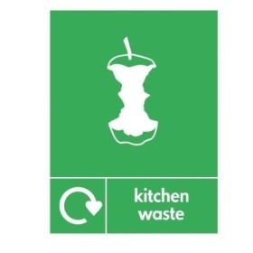 Kitchen Waste Recycling Sign with green apple core symbol