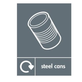 Steel cans recycling sign with can symbol and recycling icon