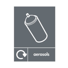 Aerosols recycling sign with spray can symbol and recycling icon