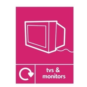 TVs and monitors recycling sign with monitor icon and recycling symbol