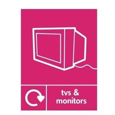 TVs and monitors recycling sign with monitor icon and recycling symbol