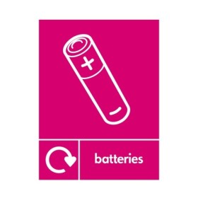 Batteries recycling sign with battery icon and recycling symbol