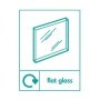 Flat glass recycling sign with glass panel icon and recycling symbol