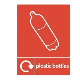 Plastic bottles recycling sign with bottle icon and recycling symbol