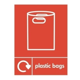 Plastic bags recycling sign with bag icon and recycling symbol